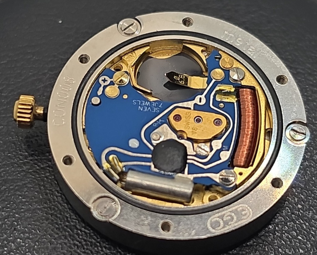 Tissot eta 956.112 movement block complete with glass, dial, gearbox etc