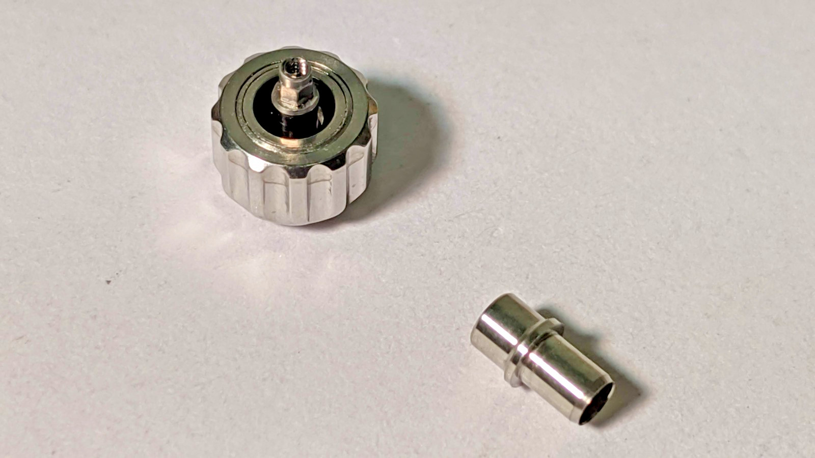 Tag HEUER CROWN S/S WHITE Cav 6501 and tube, approx 6.5mm diameter, SCREWDOWN TY