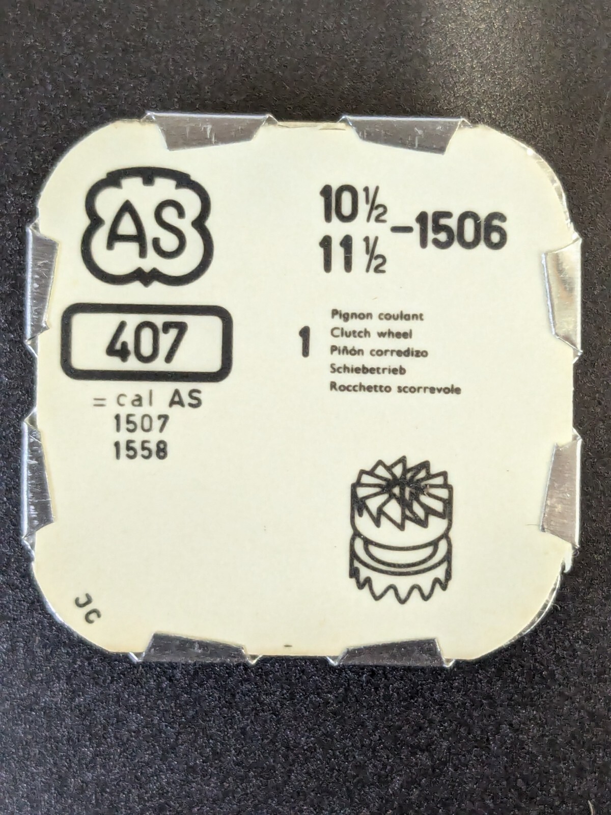 NOS AS 10-1/2″ 11-1/2″ Cal. 1506 1507 1558 Clutch Wheel Part # 407 31.121