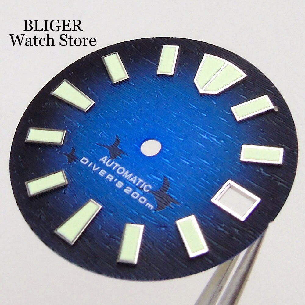 29MM Green White Blue Watch Dial Luminous Date Window Fit NH35 NH36 NH36A Parts