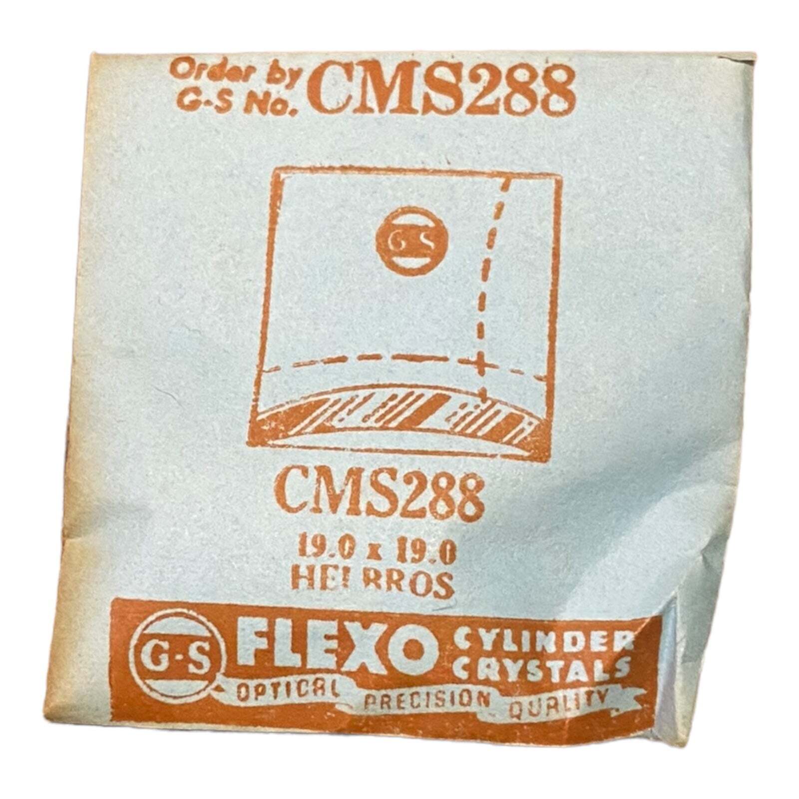 Germanow-Simon Mach (GS) CMS288 Watch Crystal 19.0×19.0 NOS Part Flexo Helbros