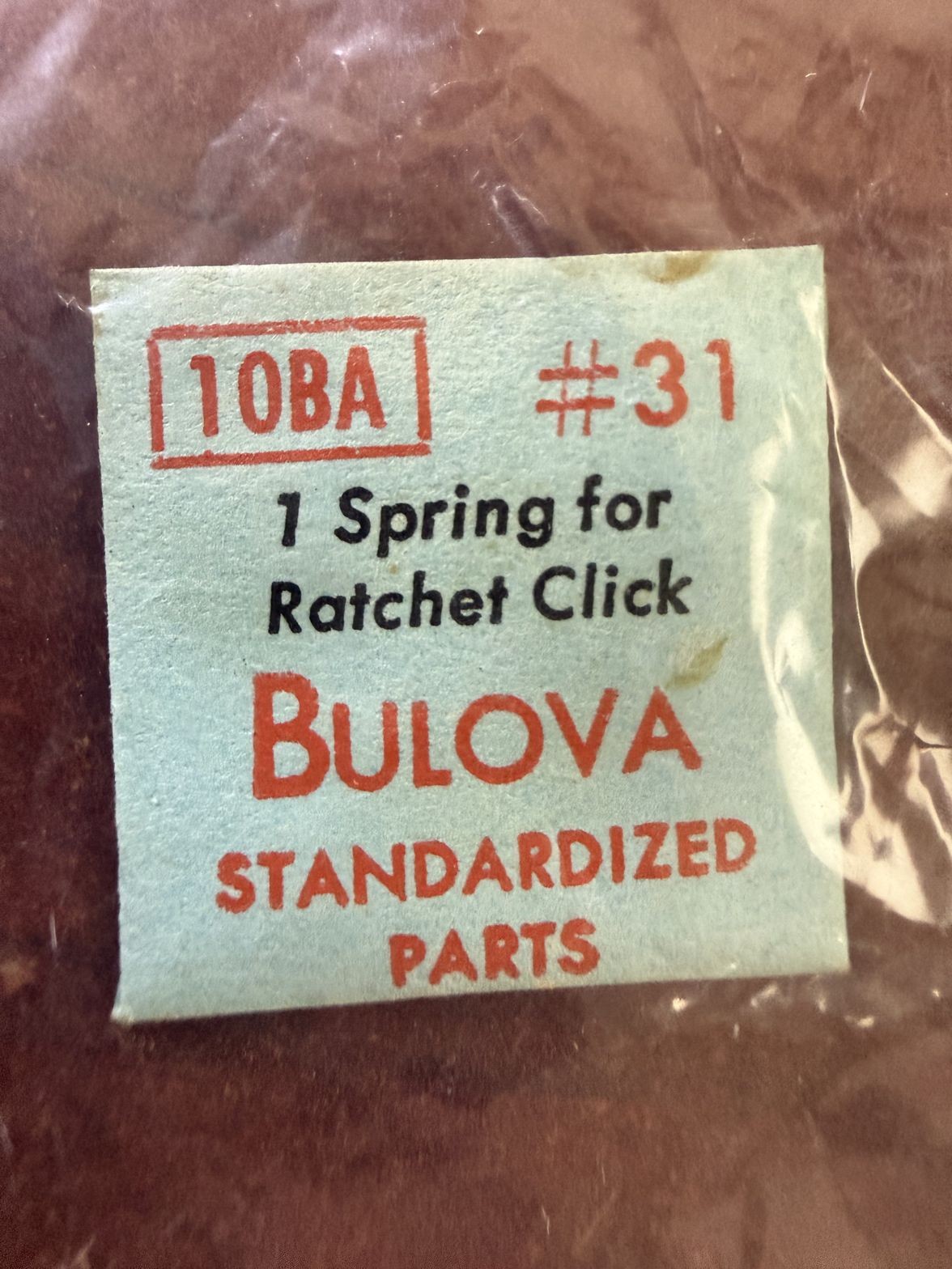 Bulova 10BA Spring For Ratchet Click #31 NOS Genuine Vintage Watch Part NEW