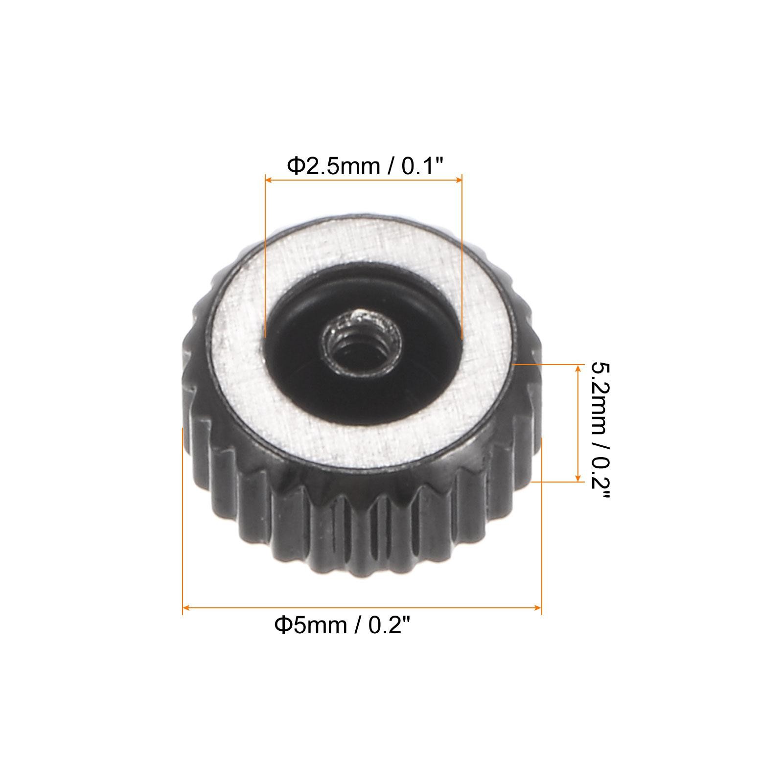 2Pcs 2.8x5mm Watch Crown SUS304 Flat Head Short Stem Watch Crown 2.5mm ID Black