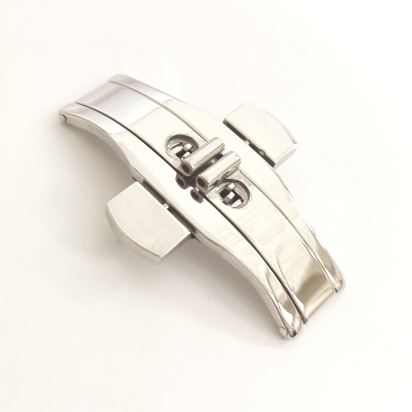 Stainless Steel Push Button Butterfly Deployment Silver Clasp/Buckle 6×27 mm