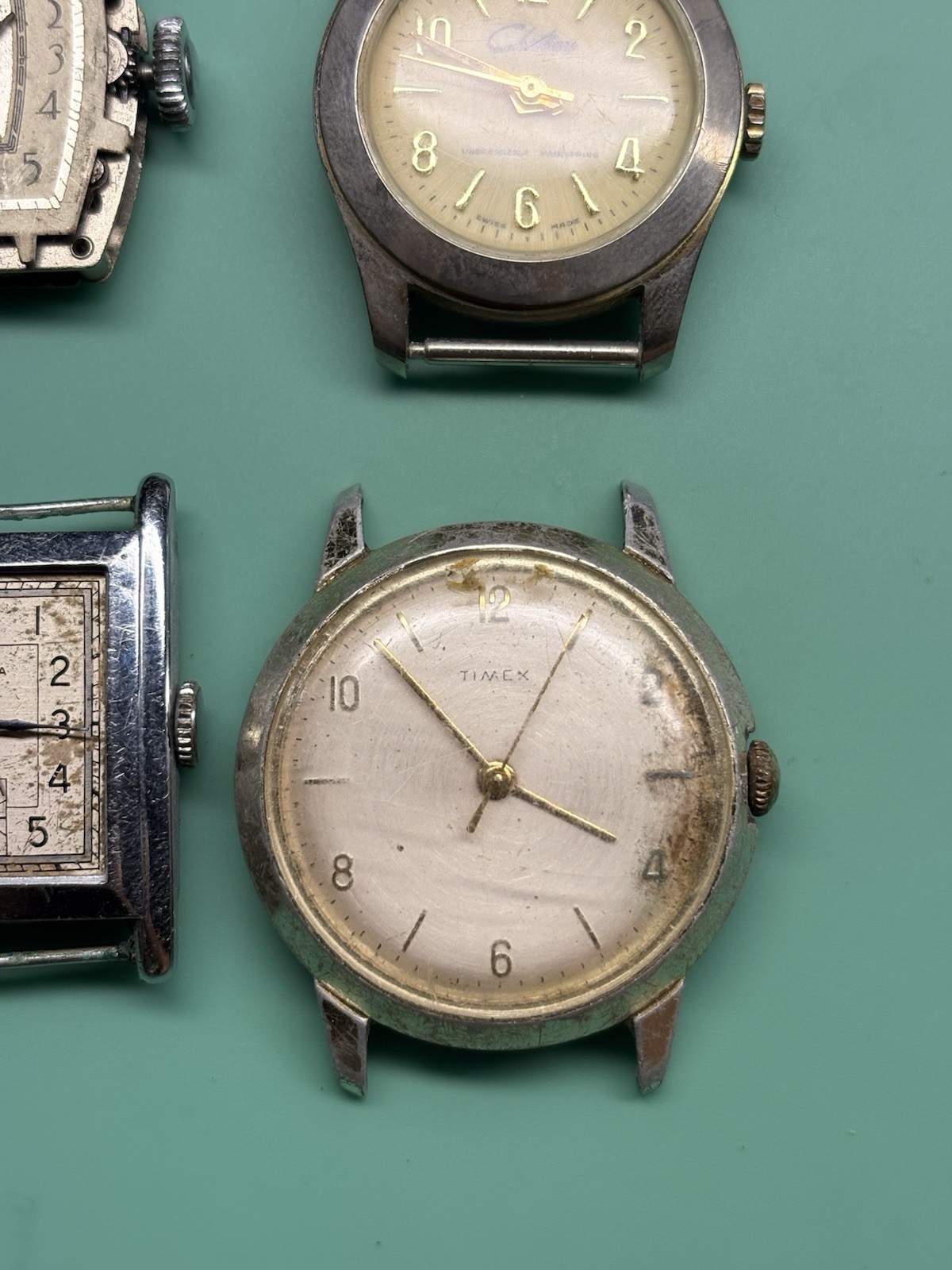 Vintage Watchmakers Project Repair Lot Timex Elgin Helbros Herma Movements 12 Pc