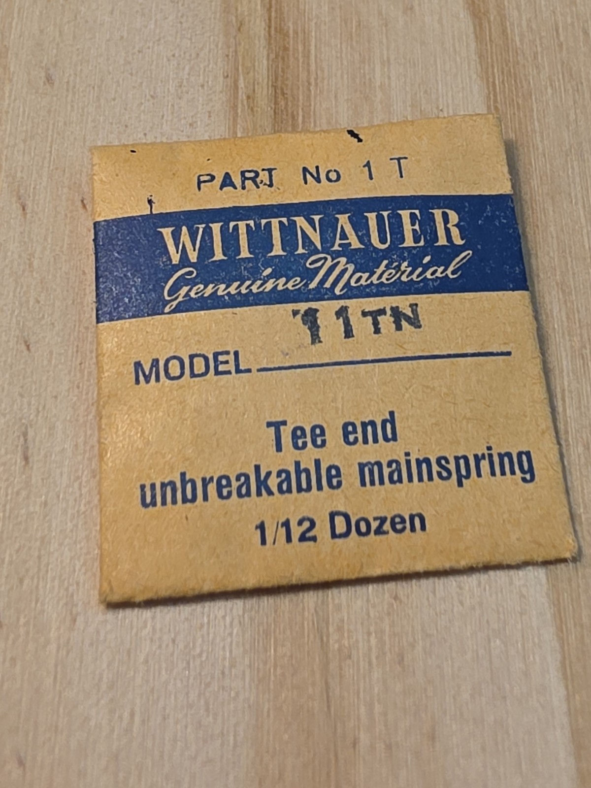 NOS Wittnauer Model 11TN P/N 1-T Unbreakable Mainspring Parts Spares Repairs