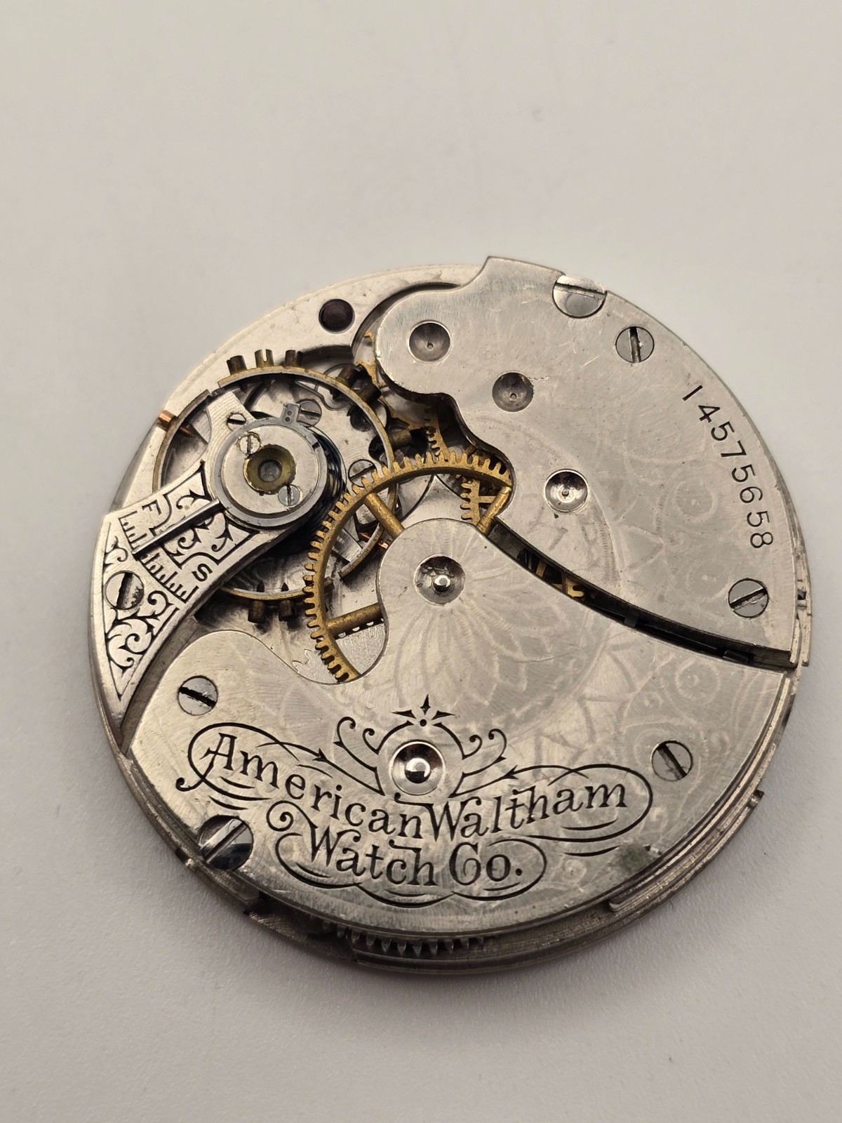 Antique Waltham Pocket Watch Movement Dial Hands 20.5mm Parts Repair