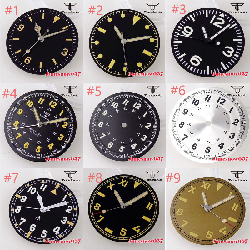 Tandorio Silver/Black Watch Dial Numbers Lume 29MM Fit NH35A NH36A Movement Men