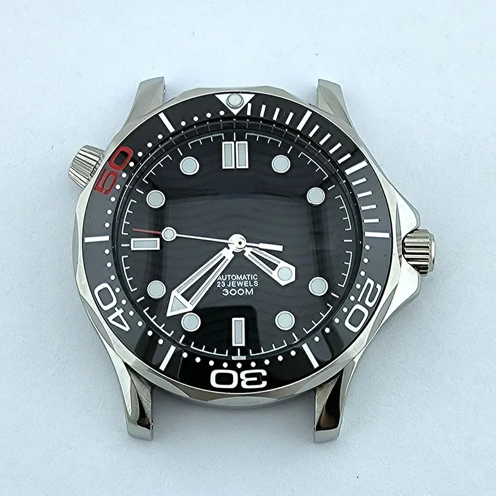 Stainless Steel Strap for Seamaster 300 NH35 Case Dial Hands 41mm Silver Mod Kit