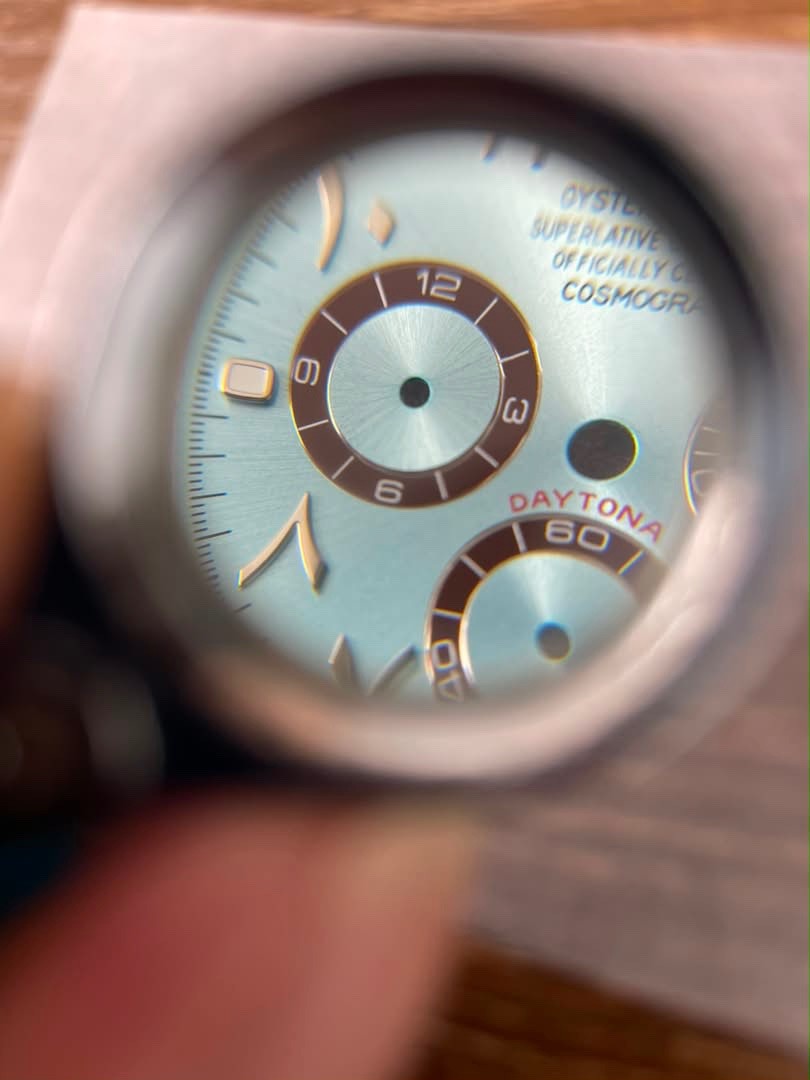 Custom Rolex Daytona Ice Blue Arabic 40mm Cal. 4130 Watch Dial (Ref: 116506)!