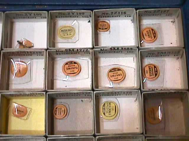 2 WATCH-CRAFT 1948 Boxes CRYSTALS Nos. 1 & 2 C.&E. MARSHALL CO. (boxes 6×2)