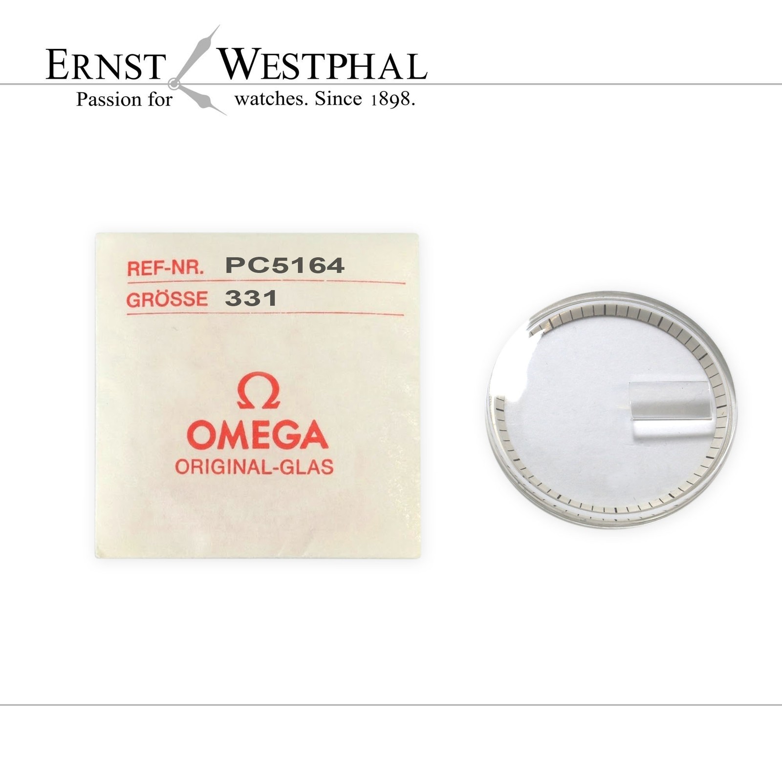 Original OMEGA acrylic crystal with rehaut and loupe PC5164 for 166.064, 166.065