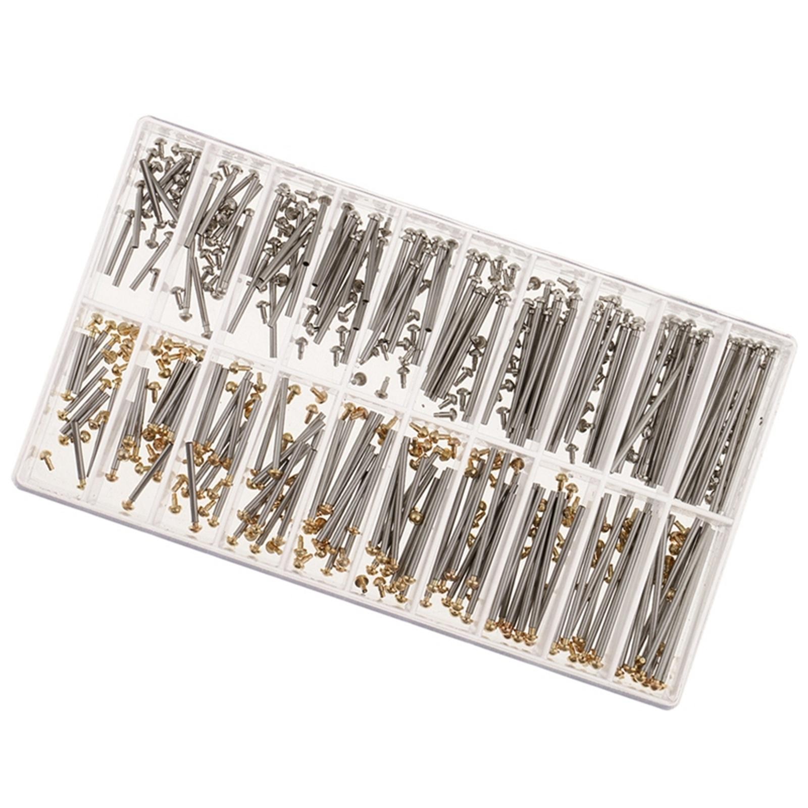 200Pcs 10mm-20mm Assorted Watch Band Tube Pins Bracelet Rivet Box