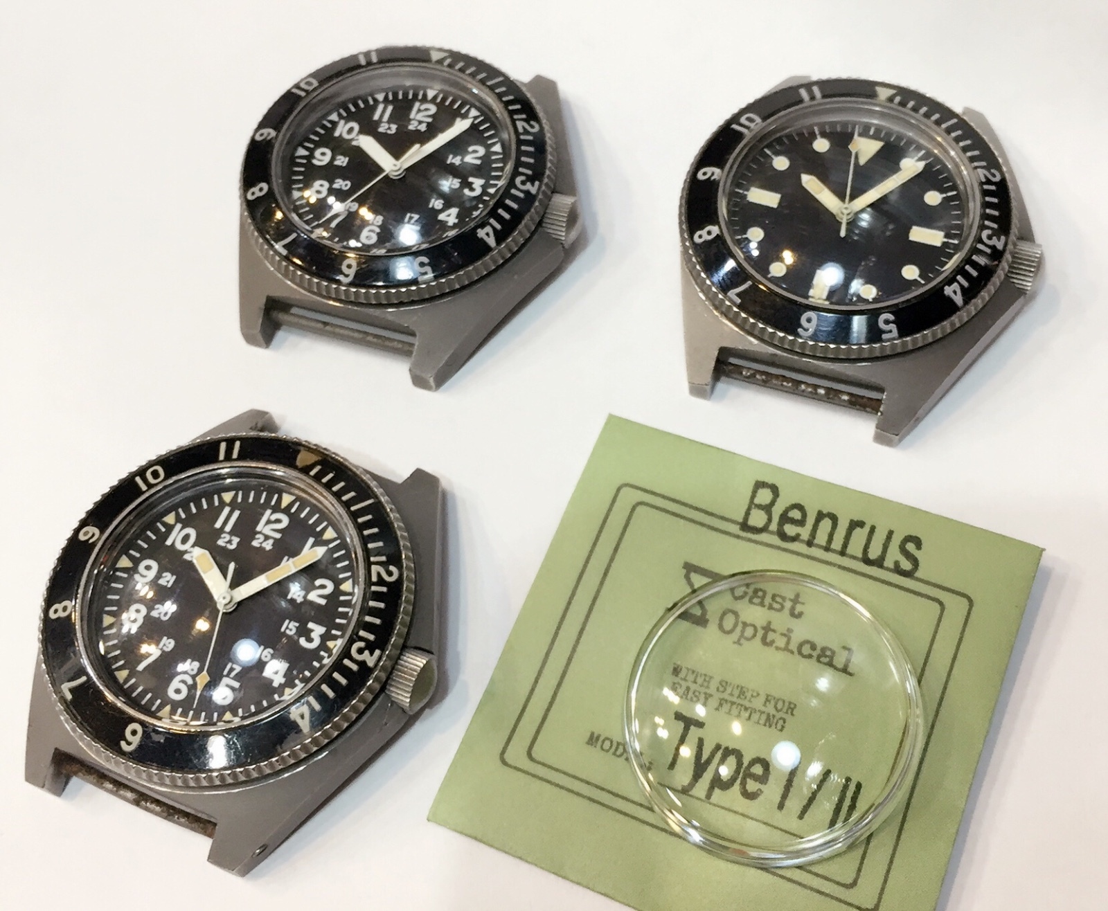 Plastic Crystal for Vintage Benrus Military Type 1/ Type 2 Watch Plexi