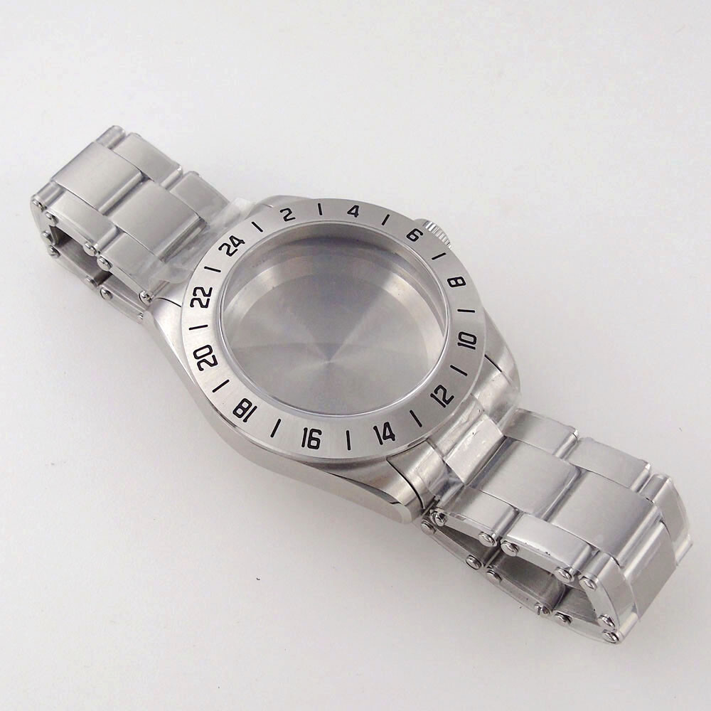 Domed Sapphire Glass For NH35A NH36A ETA2824 316L Steel 39mm Watch Case Brushed