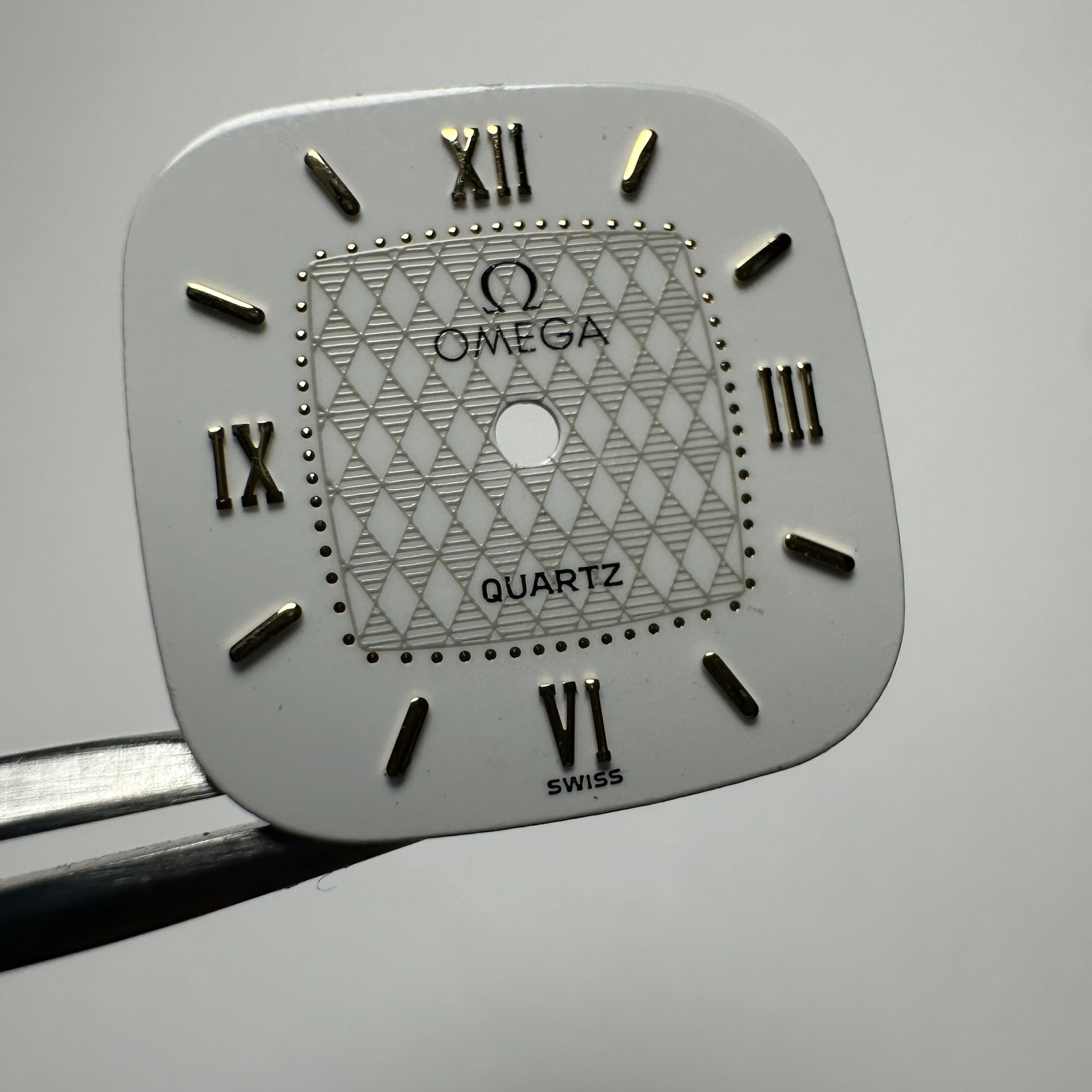 Omega NOS Rare Round White Cream Roman Bullseye Dial Quartz Model (Size in pics)