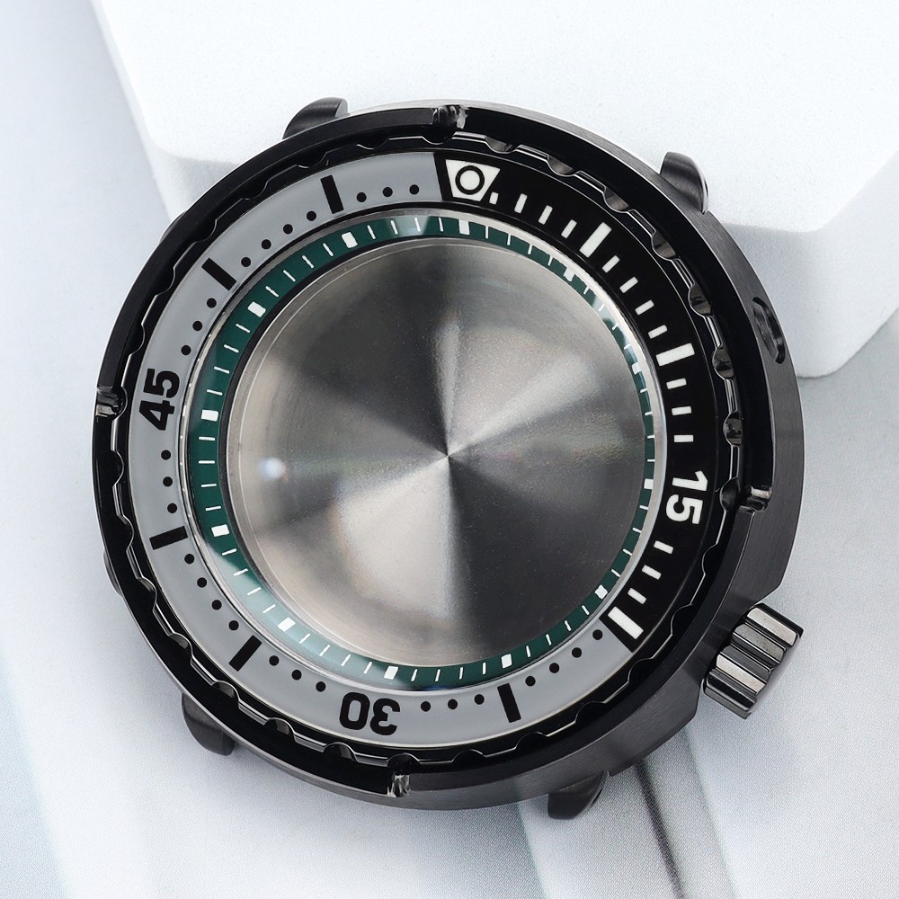 PVD Coated Black 47mm Watch Case Tuna Mod Sapphire Steel For Seiko NH35 Movement