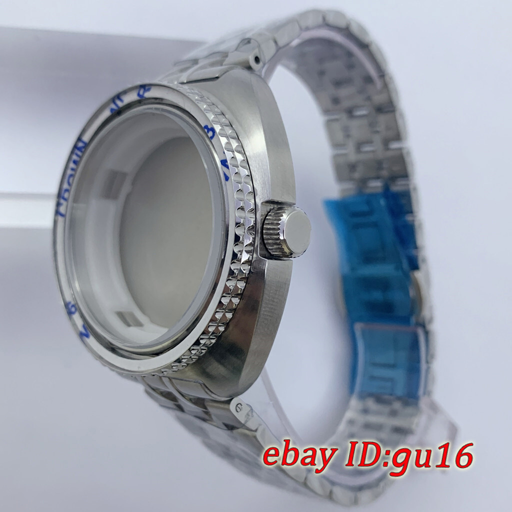 44mm Sapphire Glass Watch Case With Bezel With Steel Strap Fit NH34 NH35 NH36