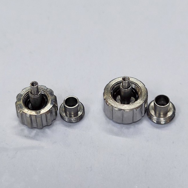 Fits Omega Seamaster Watch 6.5MM 7.0MM Locking Handle Crowns With Tube Silver
