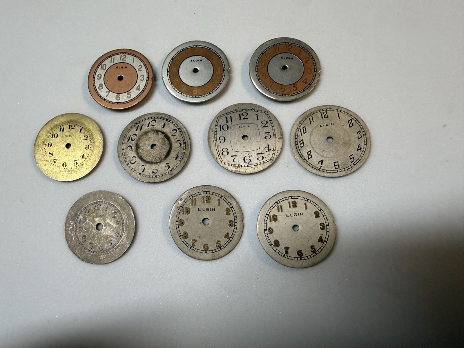 Vintage Elgin Dials, Lot Of 12, 8/0 Or 10/0 Size?, Art Deco, See Pictures!