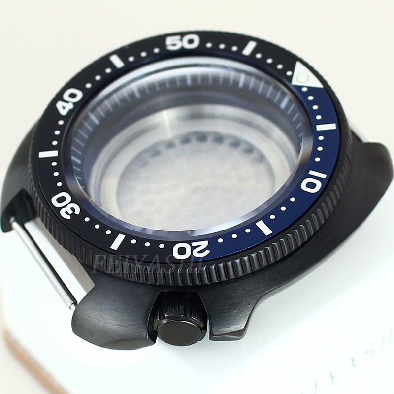 44mm Black Watch Case Modify Seiko turtle Mod AR Sapphire For Seiko NH35 36 NH38