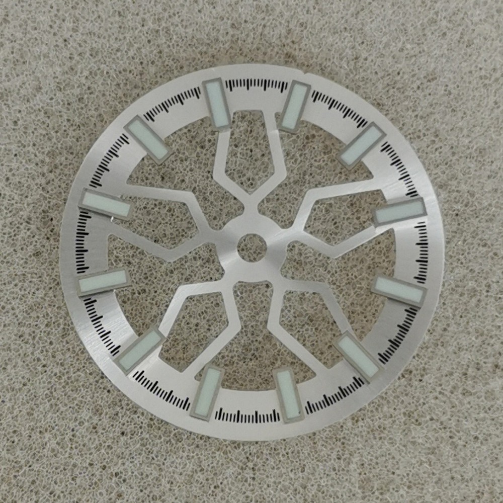28.5mm C3 Green Luminous Hollow Watch Dial Face for Japanese NH70 Movement