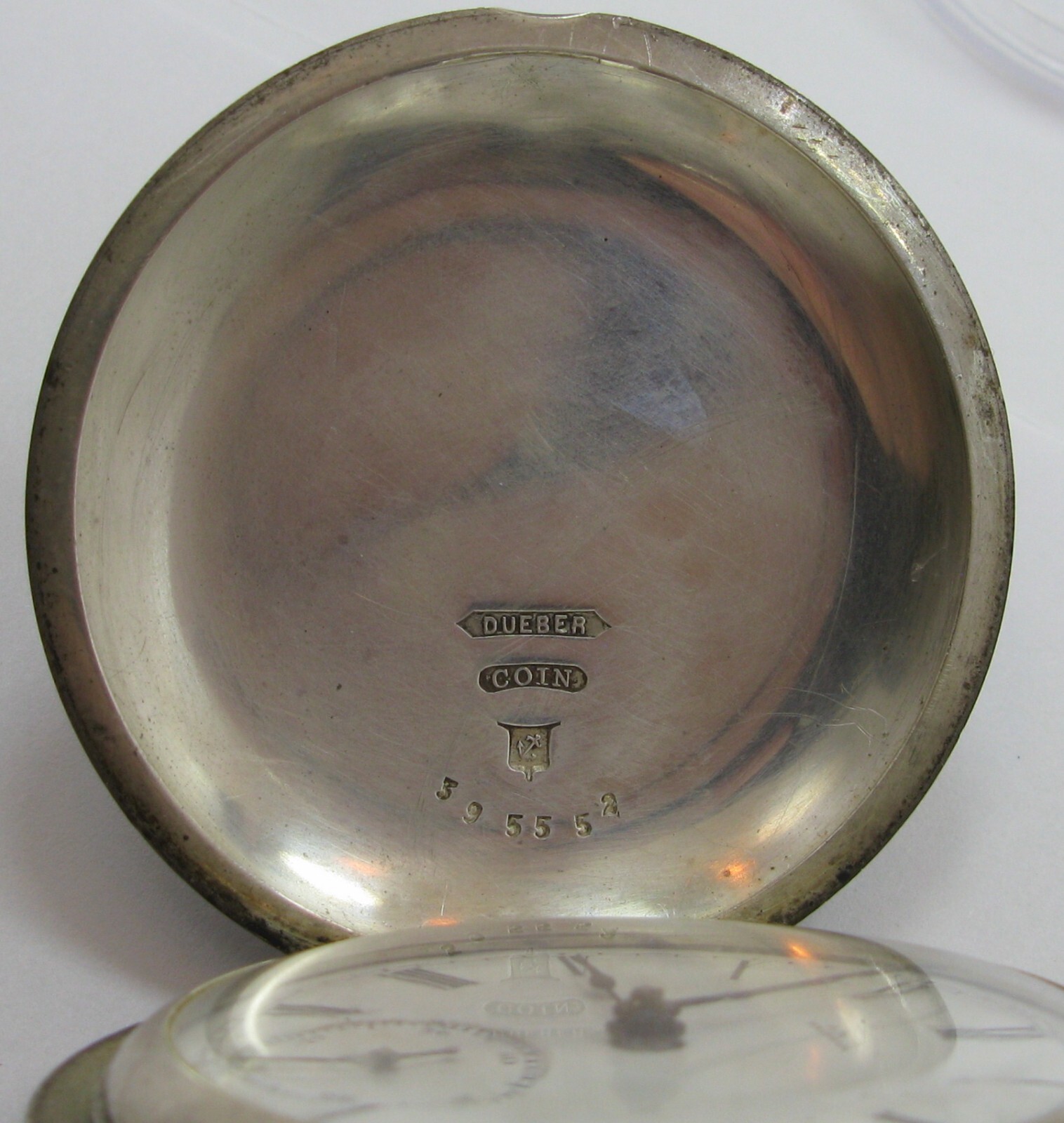 Waltham Dueber Coin silver hunting Pocket Watch 18s 1893 15j. Bartlet #1,639,631