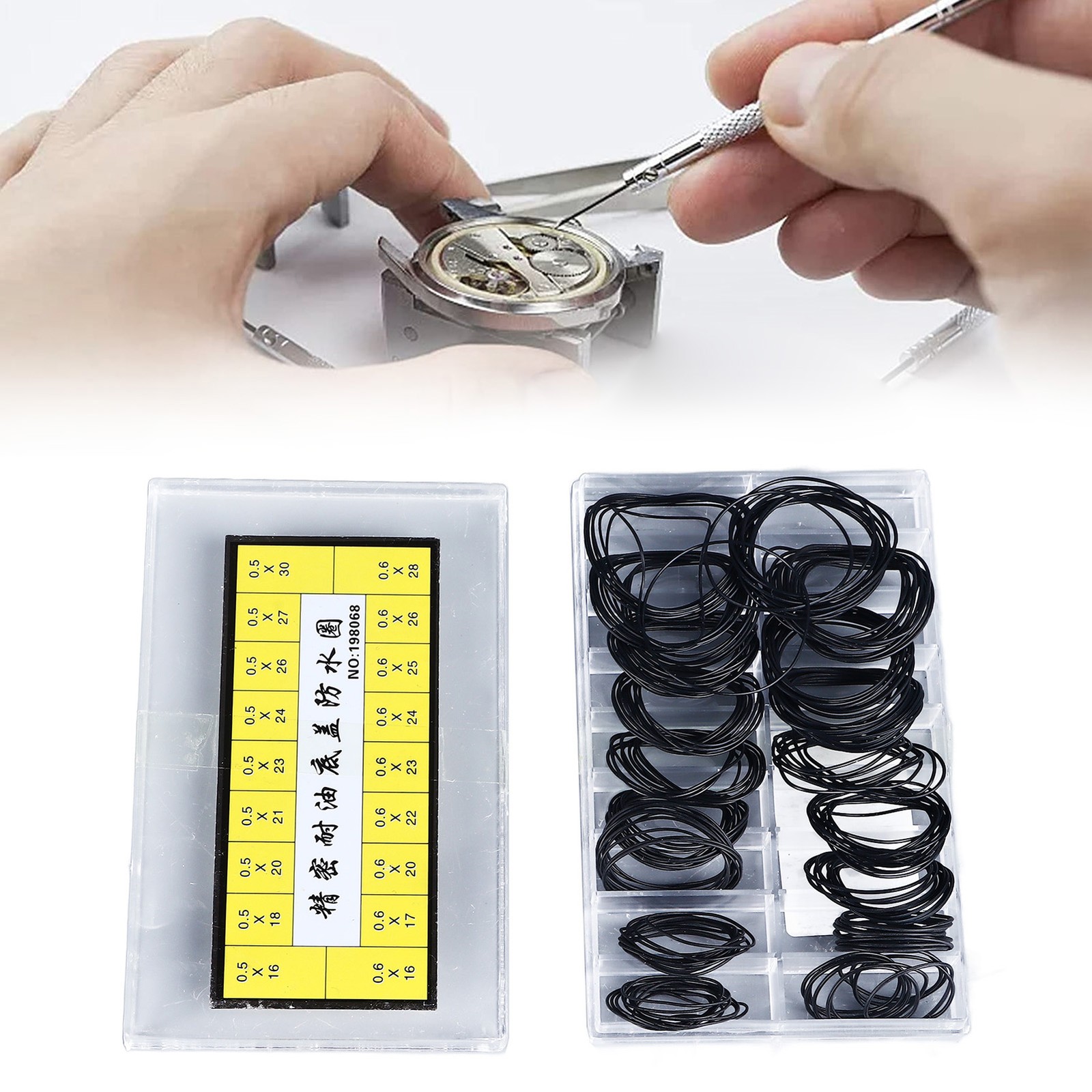 180 Pieces Watch O-Ring Gasket Rubber Seal Repair Kit (0.5/0.6mm)