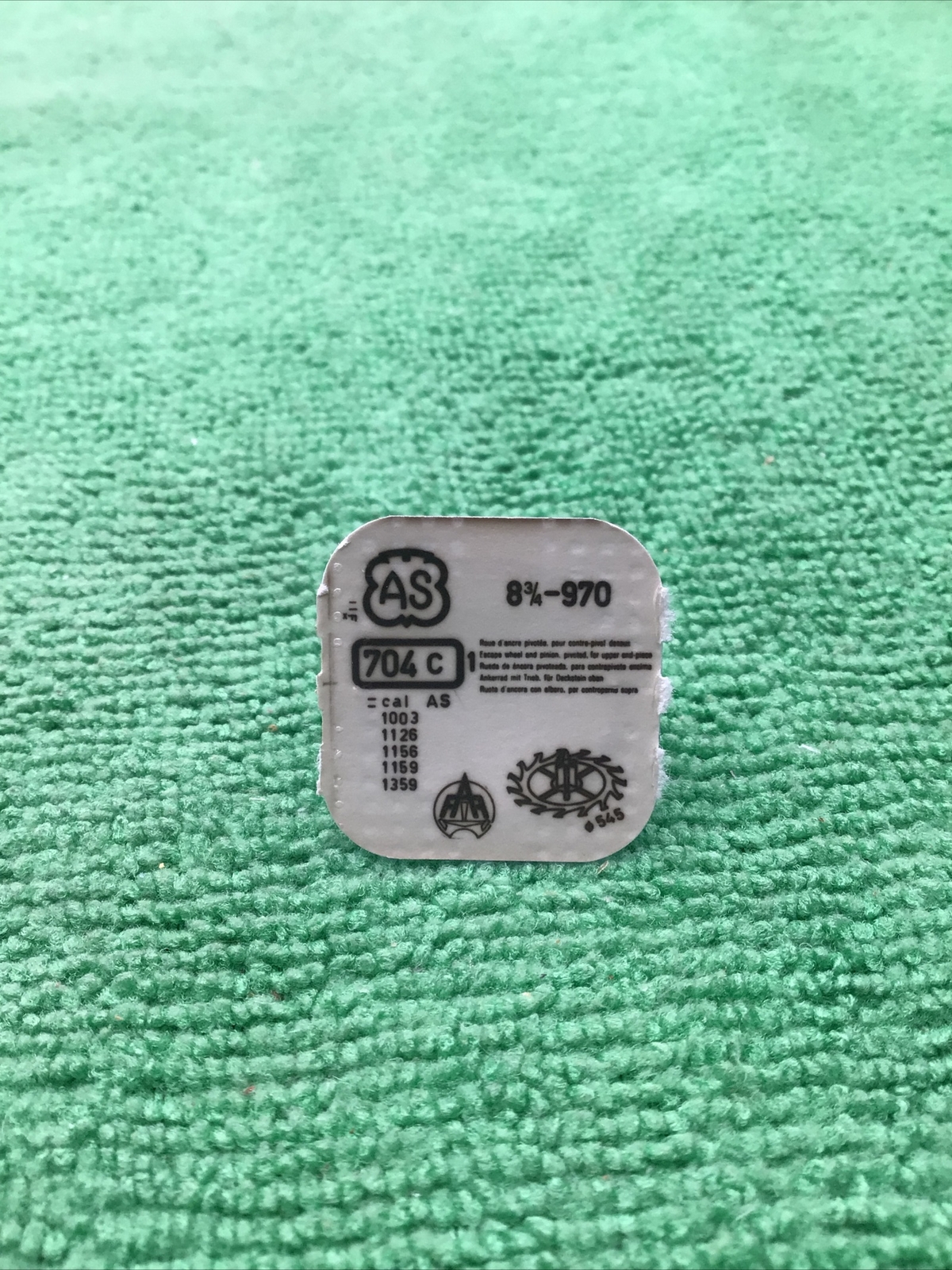 AS 970 704/186 Escape Wheel Watch Part