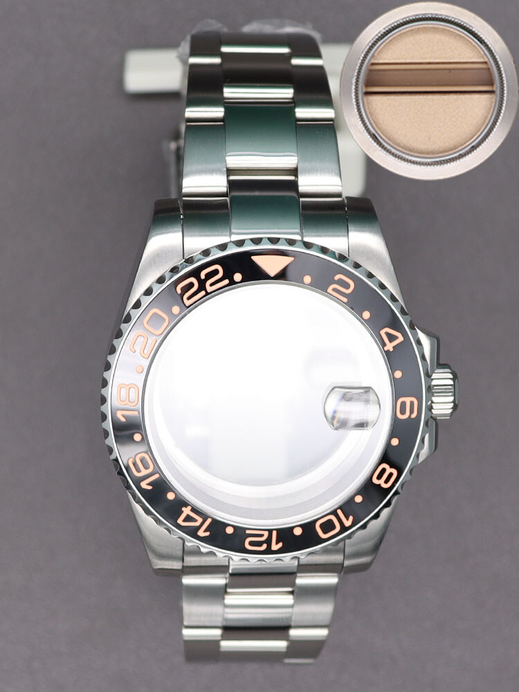 40mm Watch Case+Oyster Strap GMT Ceramic Bezel For Seiko nh35 2824 8215 Movement