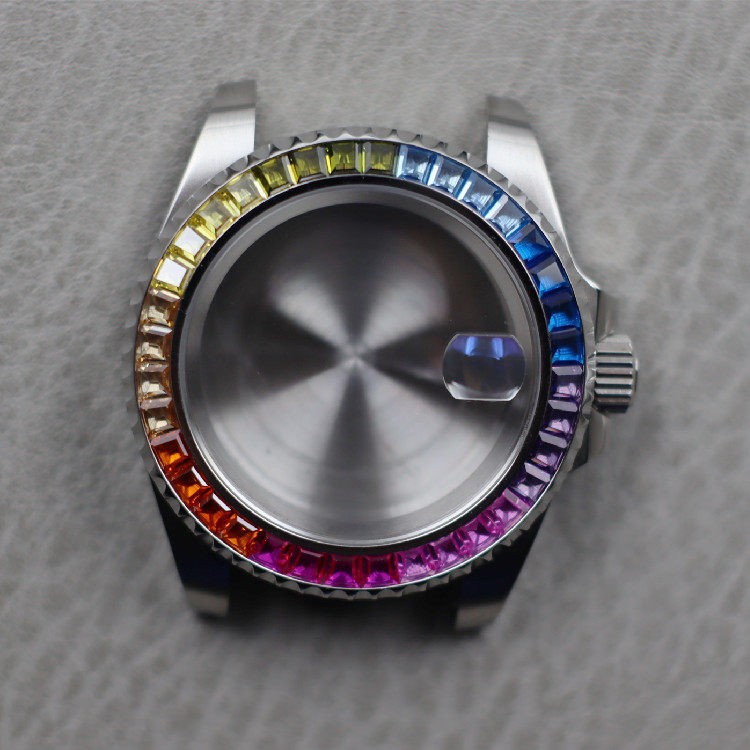 40.5mm Gmt Rainbow Ring Stainless Watch Case Sapphire Glass for Nh34 Nh35 Nh36
