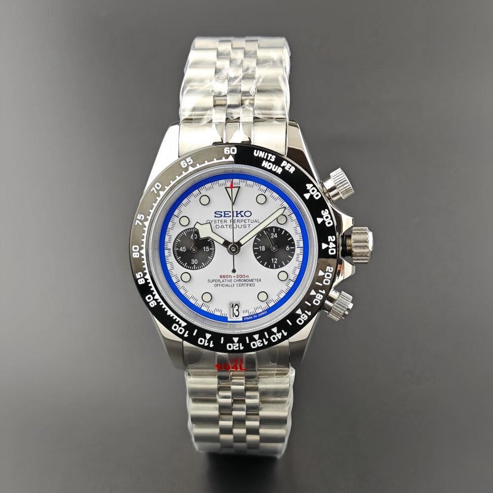 39mm Stainless steel Watch Case Set Sapphire Glass For VK64 Movement 29.5mm Dial