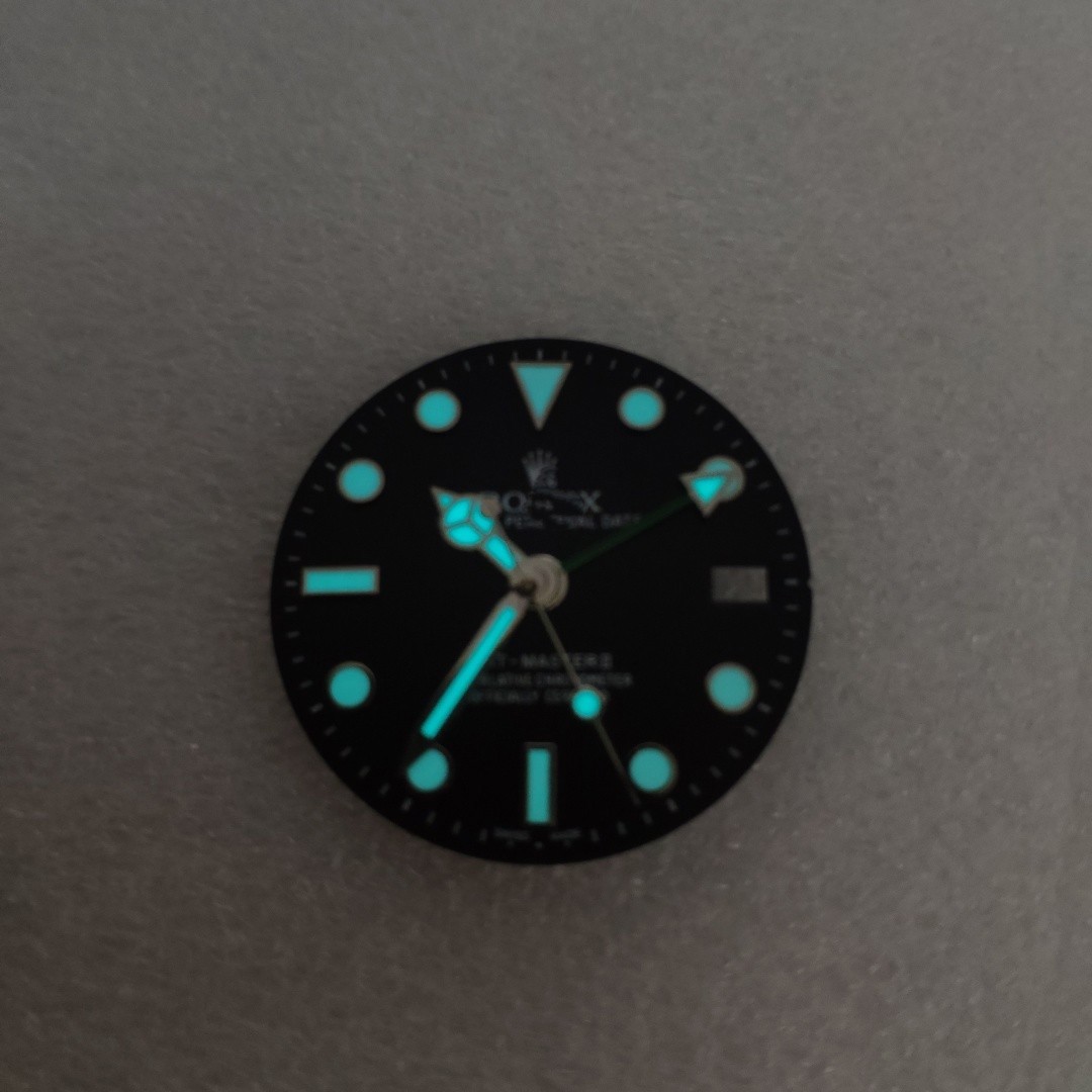 28.5mm GMT Watch Dial Ice Blue Luminous for NH34 Movement Watch Parts