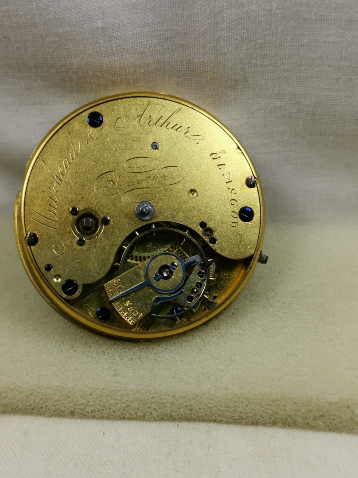 Muirhead & Arthur, Glasgow British Pocket Watch Movement 42.5 mm. Repair/Parts
