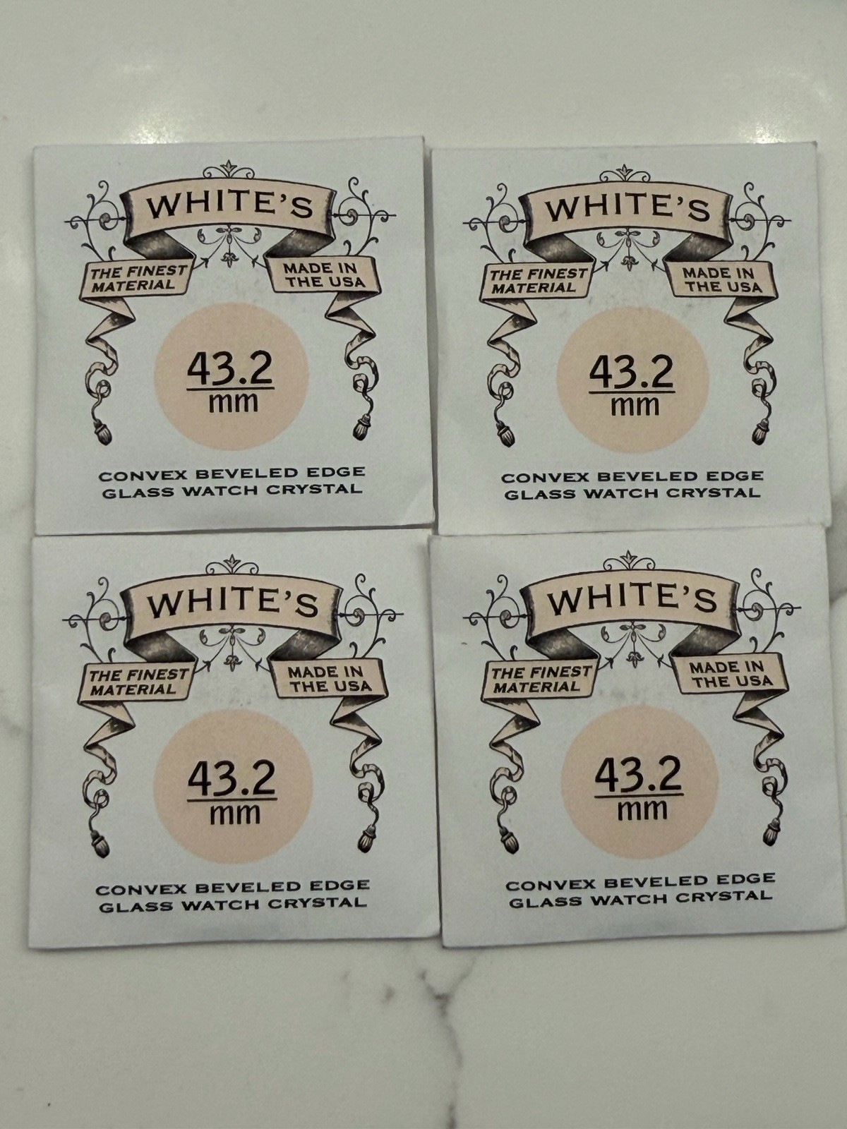 White’s 43.2 mm Convex Beveled Edge Watch Crystals Lot Of 4 A1