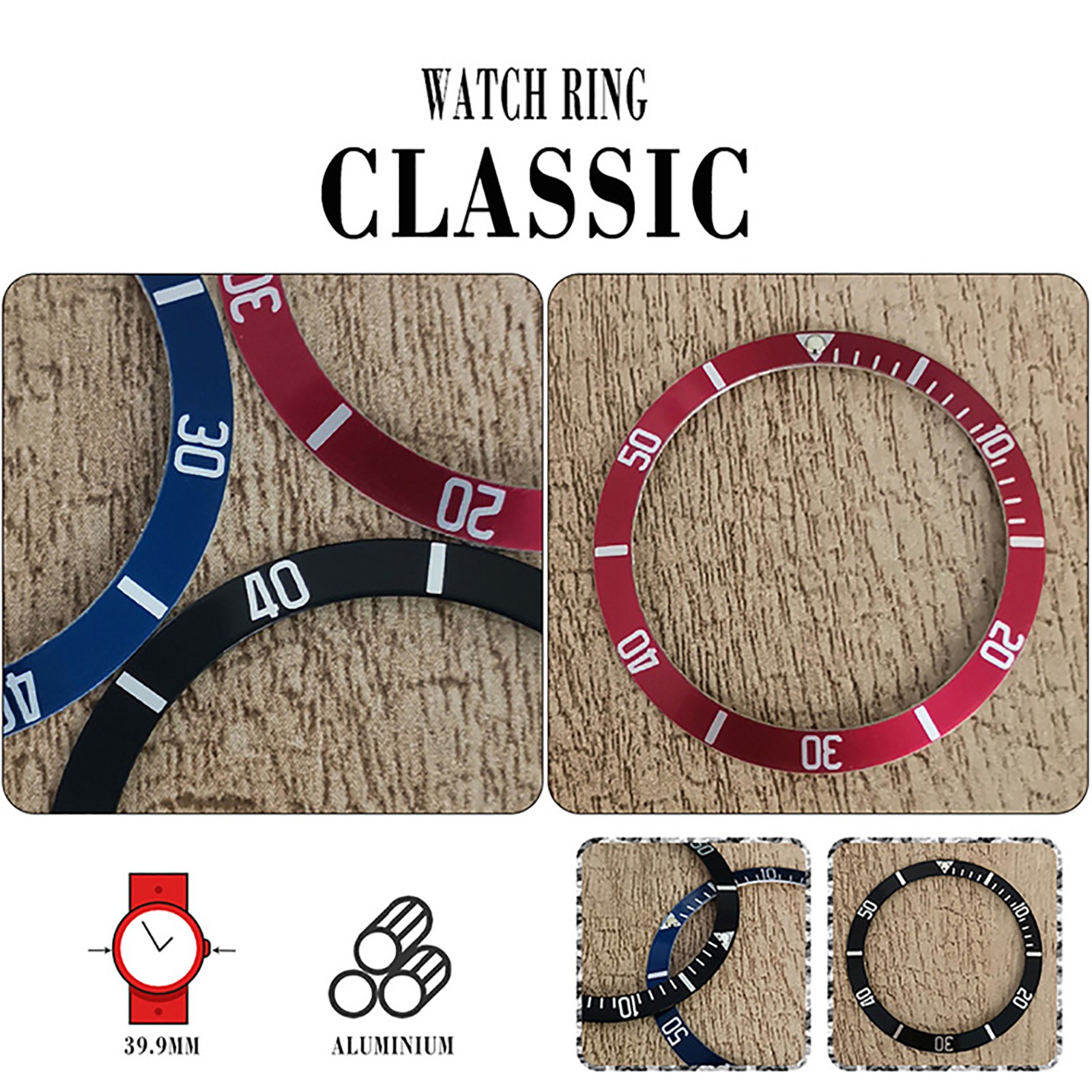 For SUB Wrist Watch Bezel Ring 38mm Aluminum Alloy Bezel Insert Part Accessories