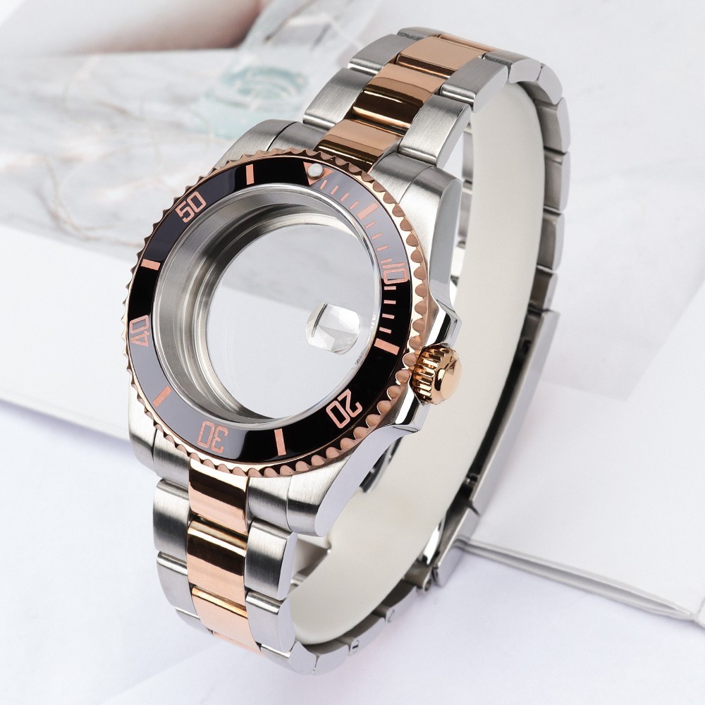 Sapphire Aviator Watch Case Bracelet 40mm Yacht Bezel 10ATM For Seiko NH35 NH36
