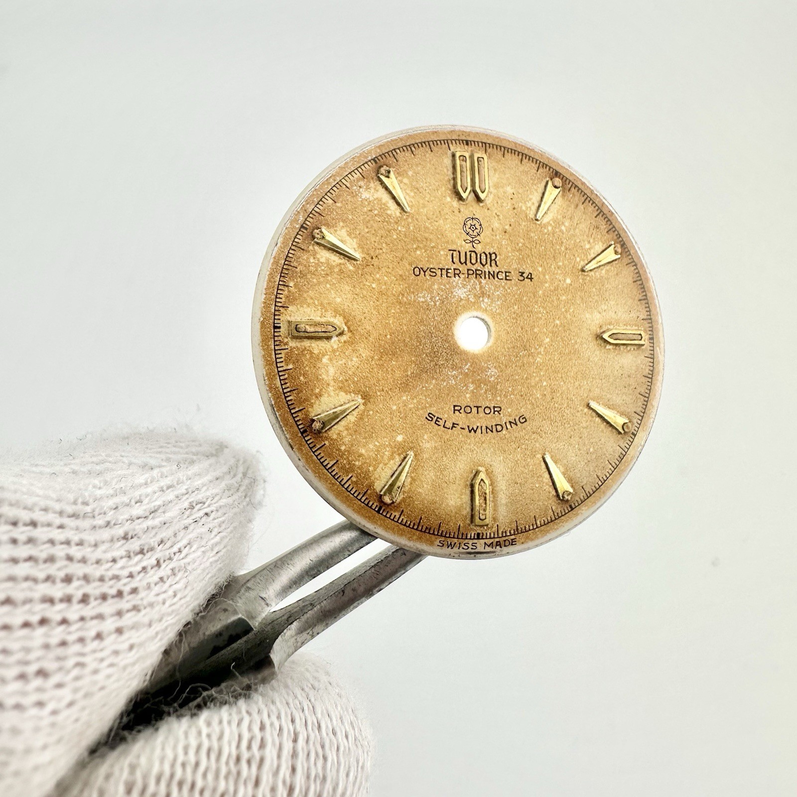 RARE 1950s Tudor Rose Tritium Patina Dial Ref. 7909 caliber 390 Oyster Prince