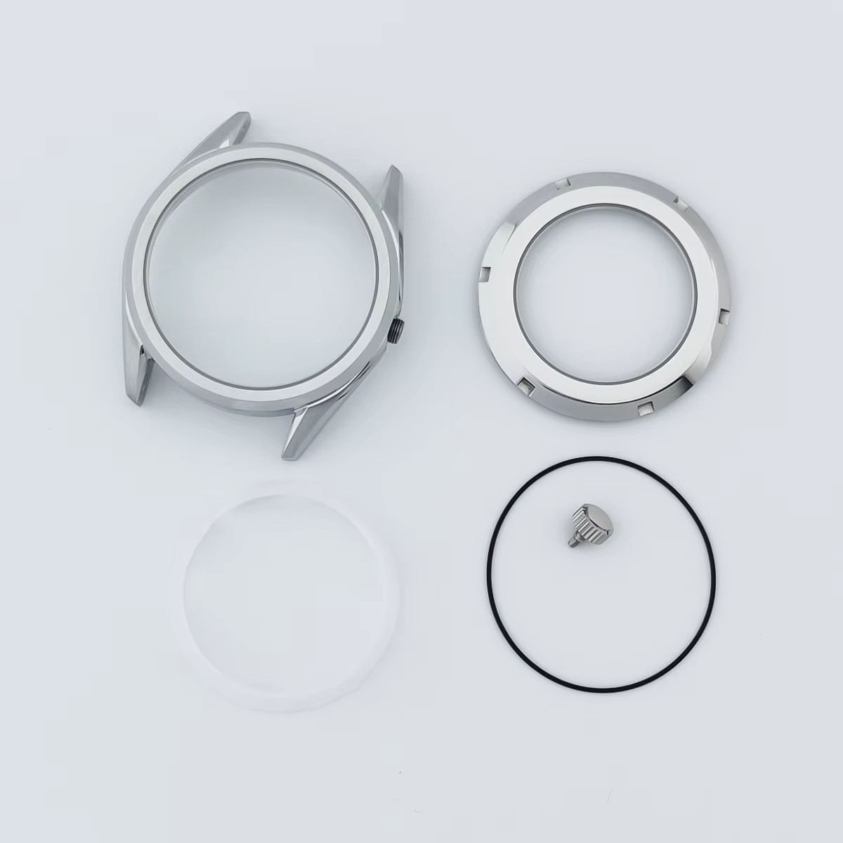 40Mm Silver Watch Case with Strap Sapphire Glass Fit NH35 NH36 NH34 NH38 NH70 NH