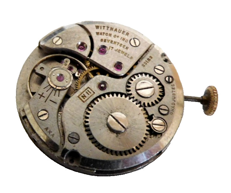 WITTNAUER 11 N MOVEMENT NOT RUNNING BROKEN STAFF FOR PARTS or REPAIR. 17 JEWEL.