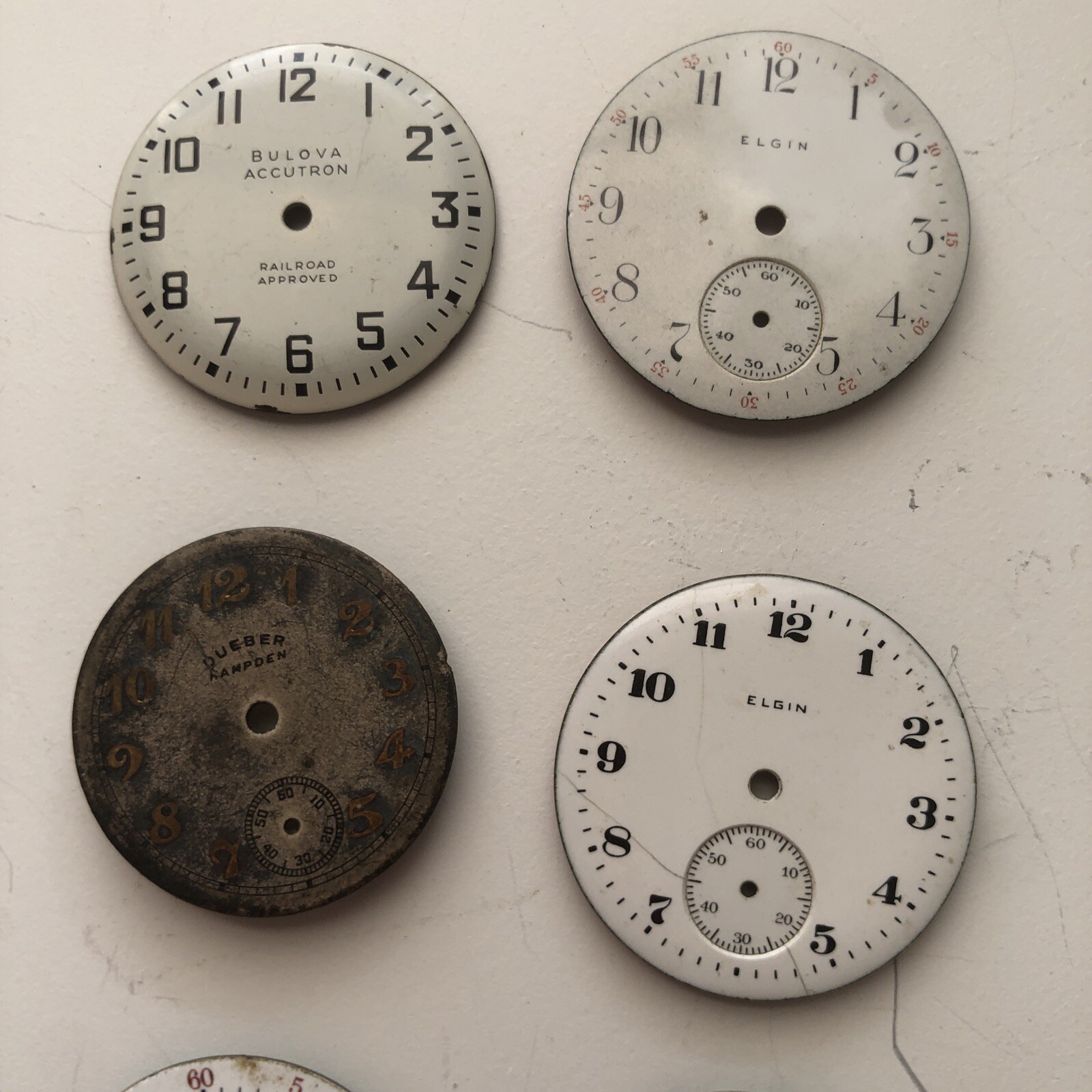 Lot of 6 Watch Face Parts Waltham, Elgin, Bulova