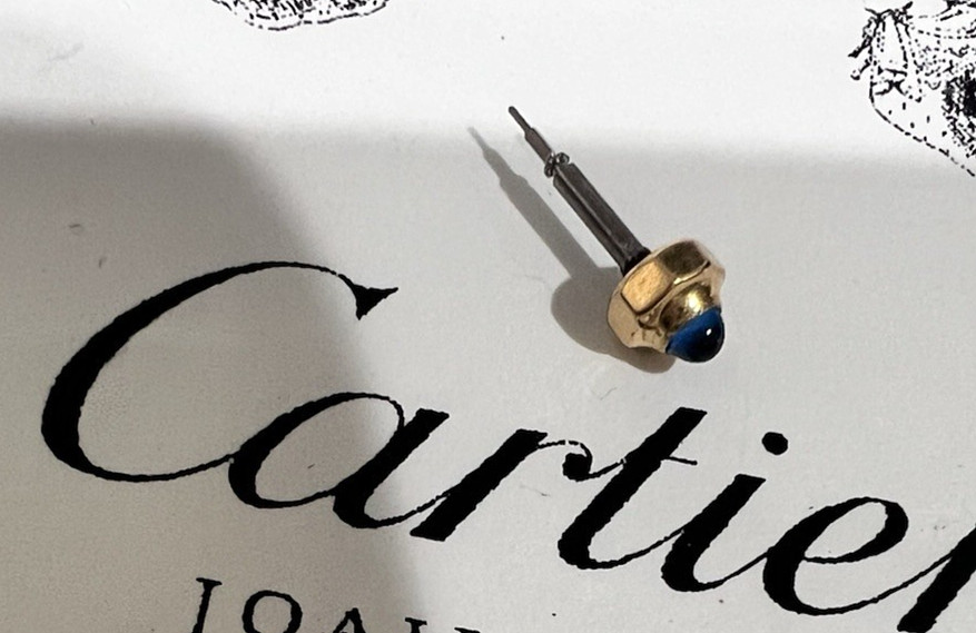 Cartier Watch Crown 18k Yellow Gold SAPPHIRE 3.35mm COMPLETE W/STEM Swiss Made