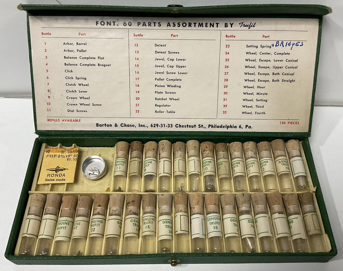 Vintage Watch Parts – Font. 60 Parts Assortment By Trufit (Barton & Chase Inc.)
