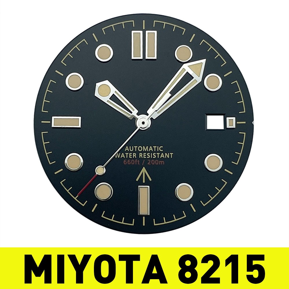 31mm Black Watch Dial and Hands for MIYOTA8215 ETA2824 PT5000 007 NO TIME NTTD