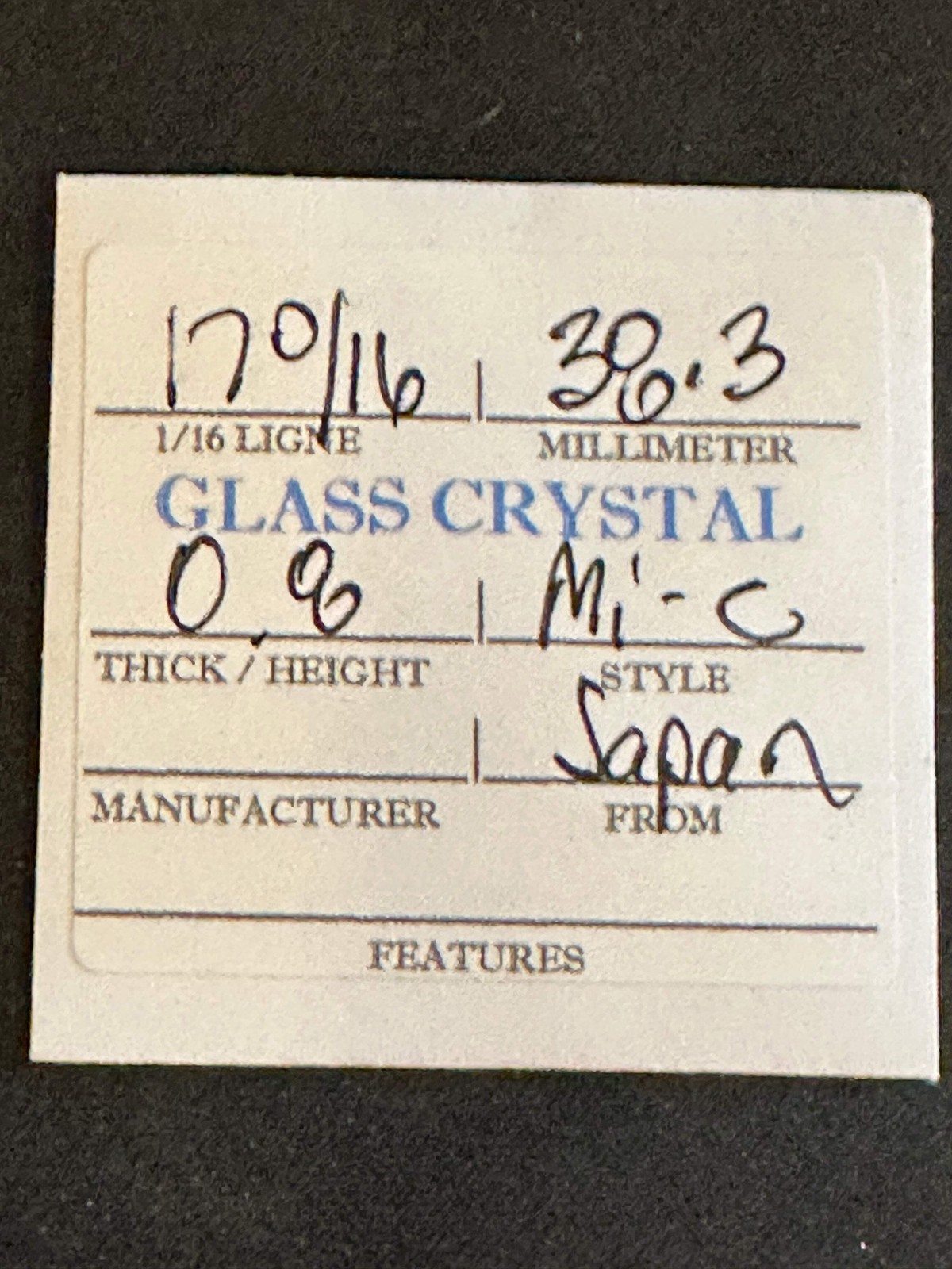 Vintage Beveled Glass Pocket Watch Crystal 17-0/16 (~38.3mm) – NOS