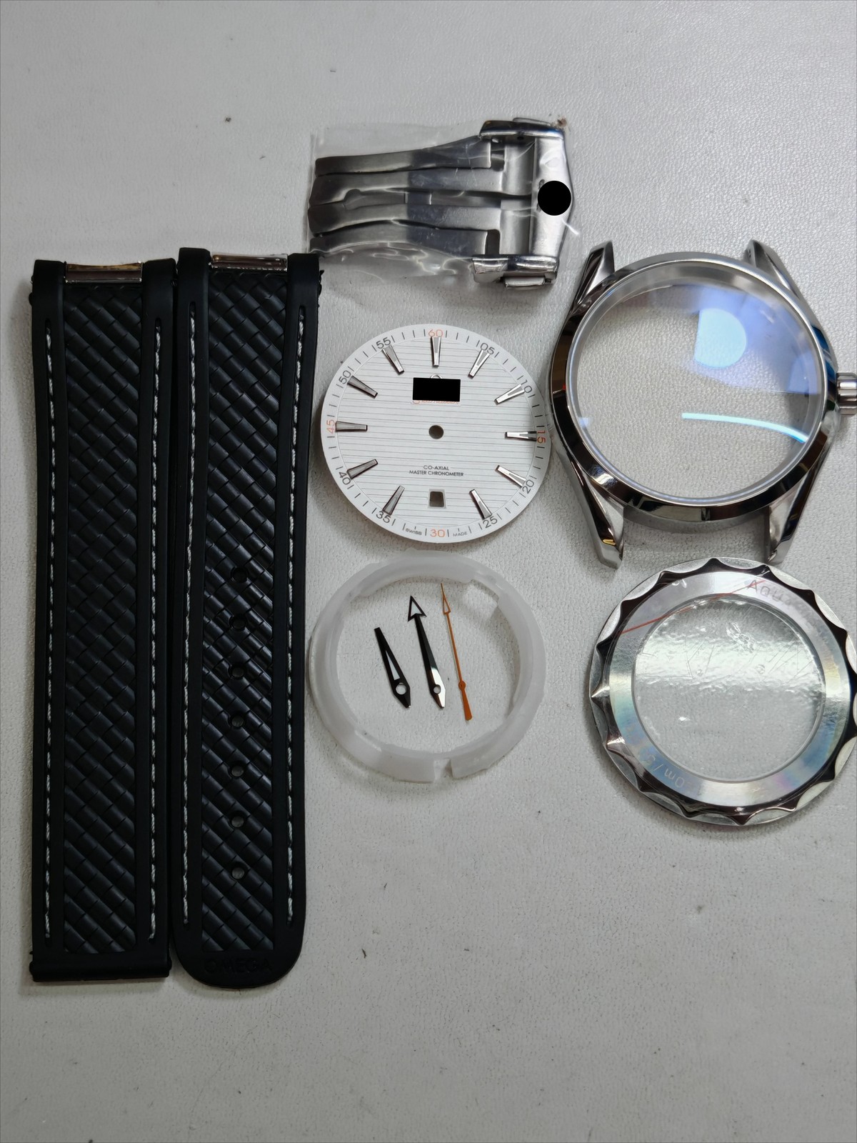 Watch Part Kit for Seamaster 8200 8215 2813 41mm Watch Case+Dial+Hands+Strap