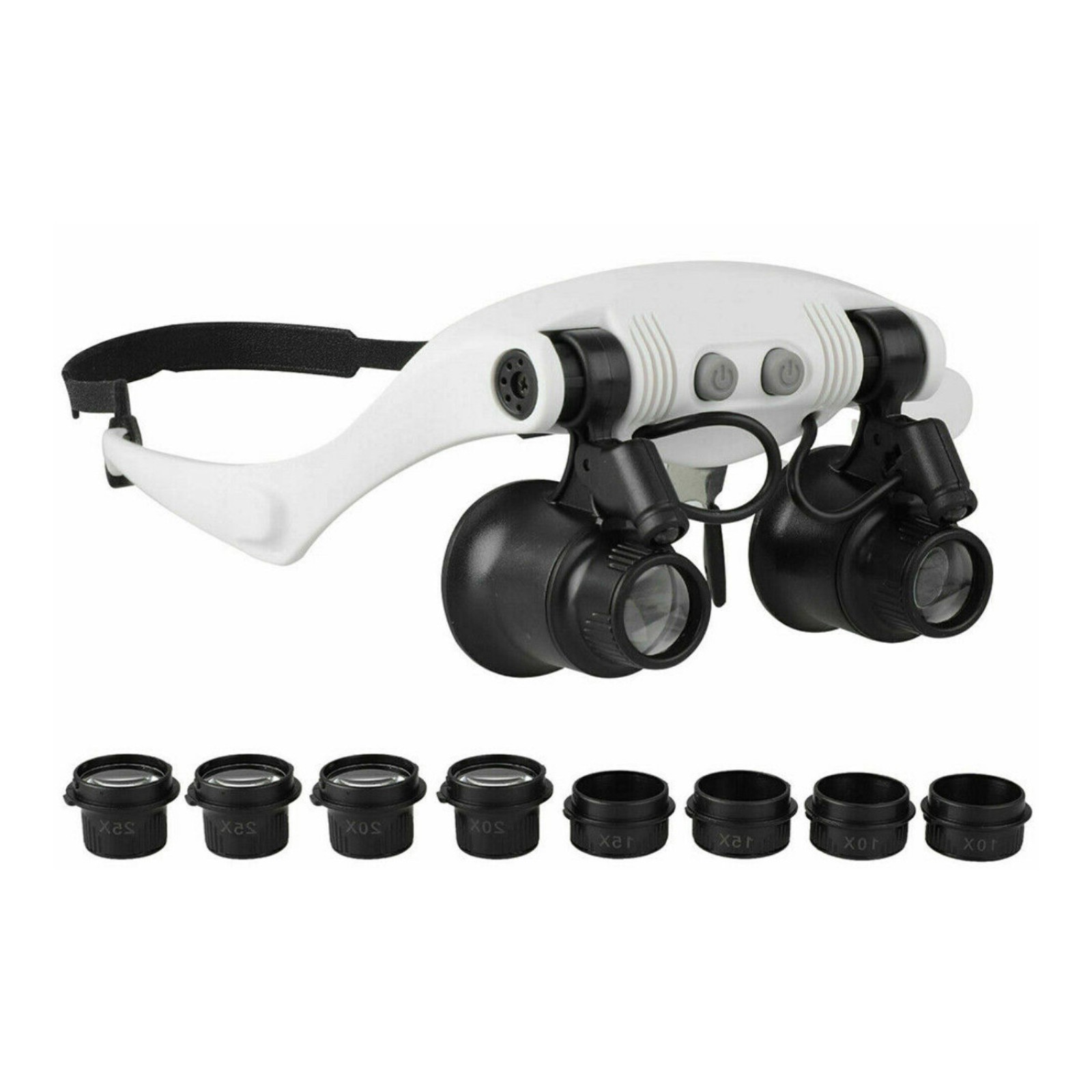 10x 15x 20x 25x LED Head Magnifying Glass Jewelry Watch Repair Tool Magnifier