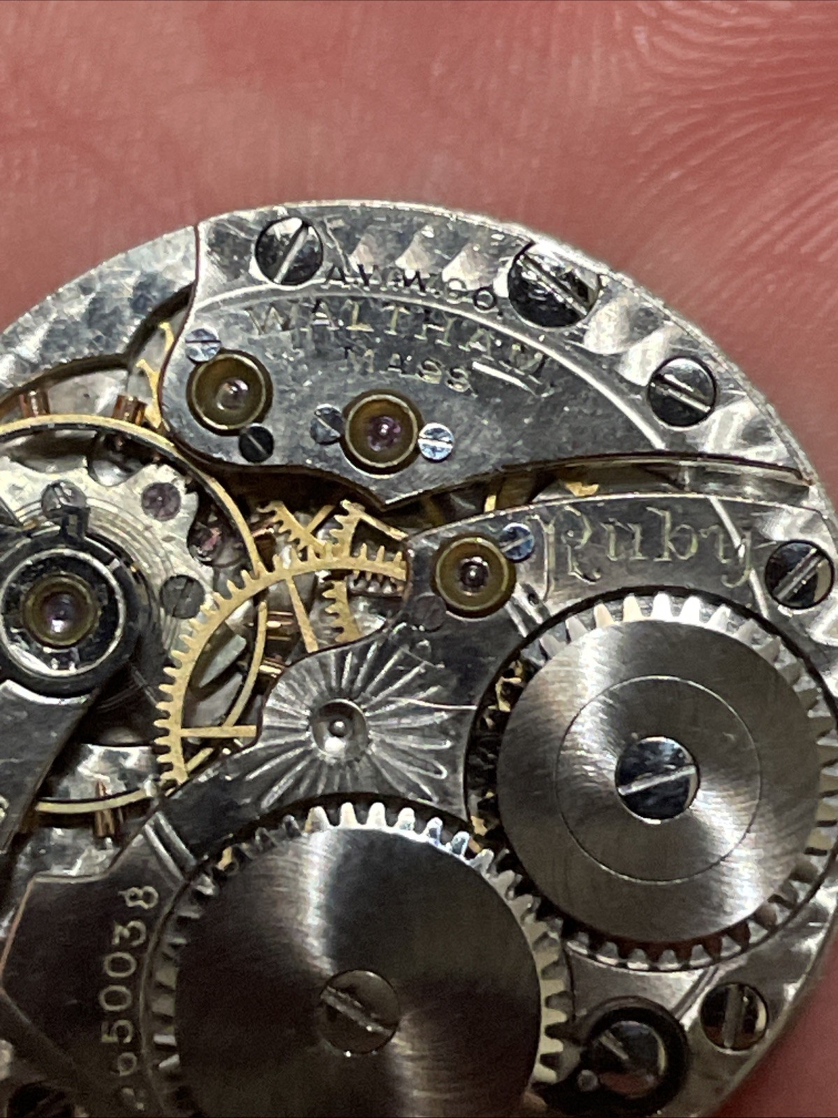 American Waltham Watch Co. 12650038 25mm Watch Movement Dial Hands Parts Repair