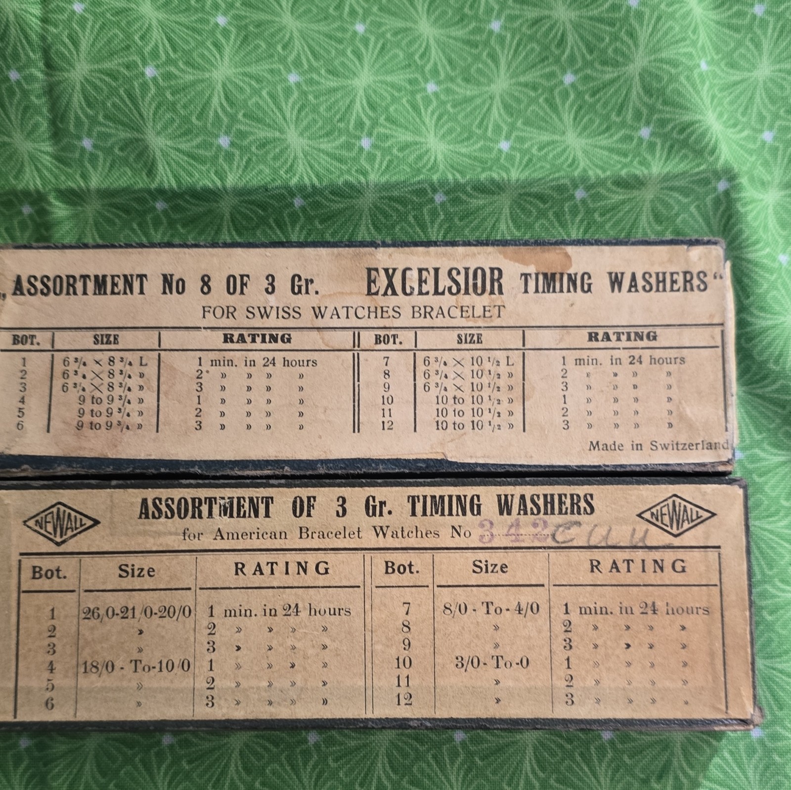 Excelsior Assortment No. 8 Timing Washers Newall Compatible Gold Metal