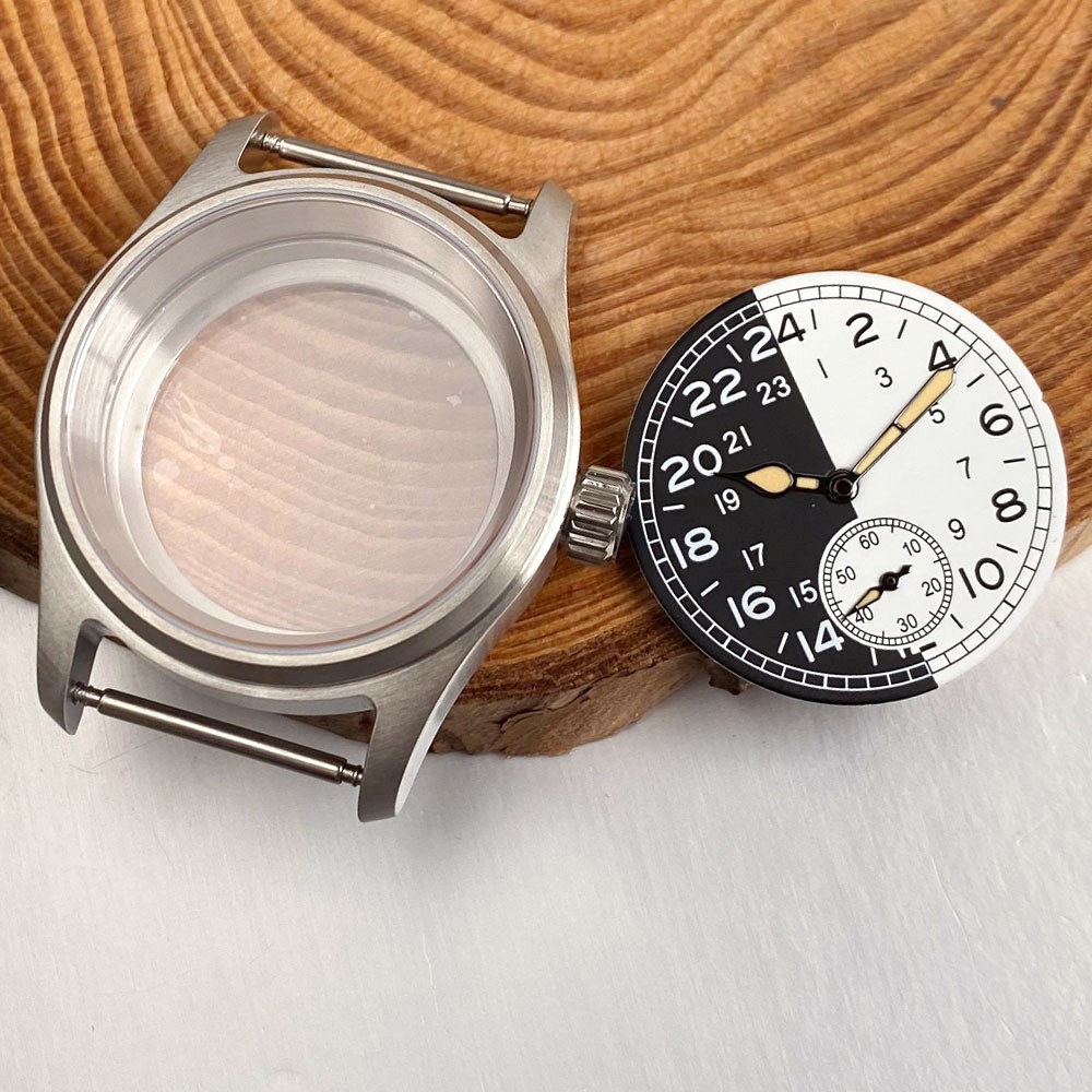 Black White Watch Dial Hand Set 36mm Bronze/Steel Watch Case For Sea-gull ST1701